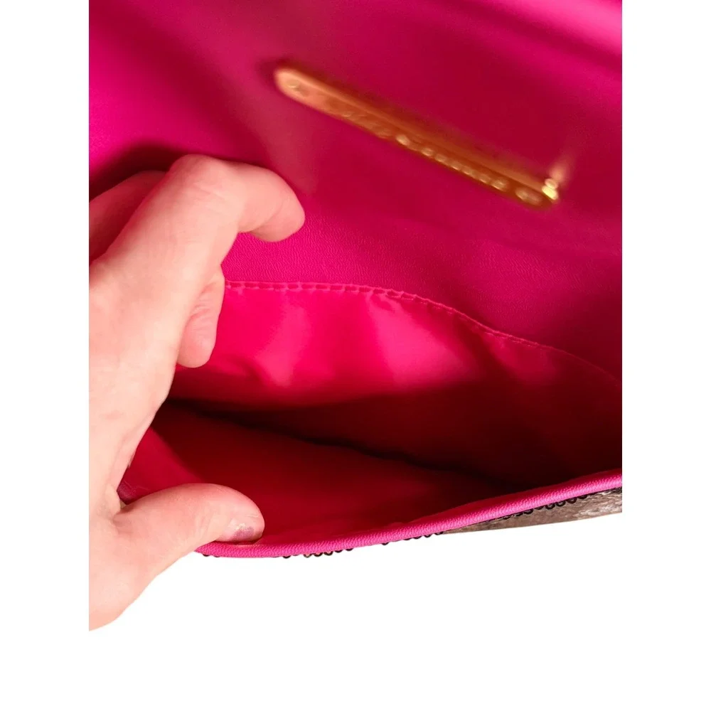 Juicy Couture Hot Pink Sequin Mini Backpack Gold Hug Me Heart Charm 12x12 Bag